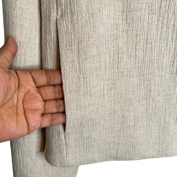 BANANA REPUBLIC Bella Bomber Jacket Cotton Linen Full Front Zip Cream W's Large - Picture 7 of 11